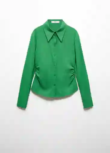 Camisa Frunci Verde Talla M Mujer Mango