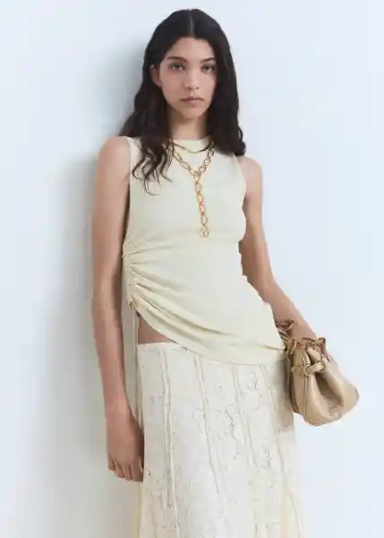 Falda Jazz Crudo Talla 36 Mujer Mango