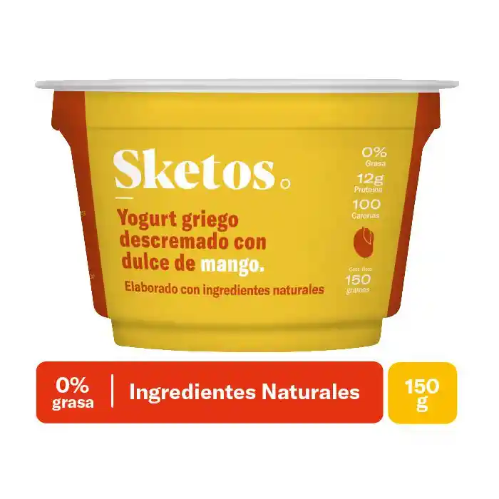 Sketos Yogurt Griego Descremado con Dulce de Mango