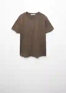Camiseta Washaca Taupe Talla M Mujer Mango