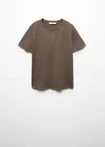 Camiseta Washaca Taupe Talla M Mujer Mango