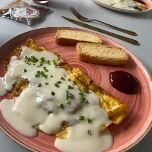 Omelette Espinaca, Queso y Champiñones