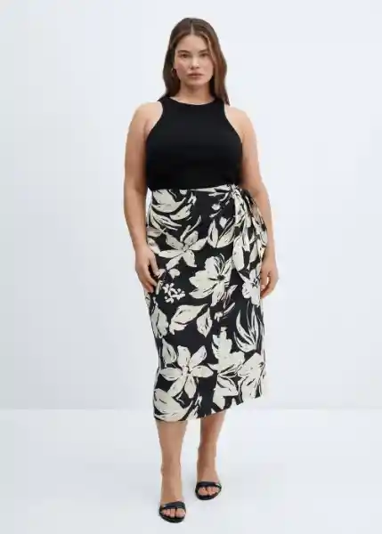 Falda Pareo2 Negro Talla L Mujer Mango