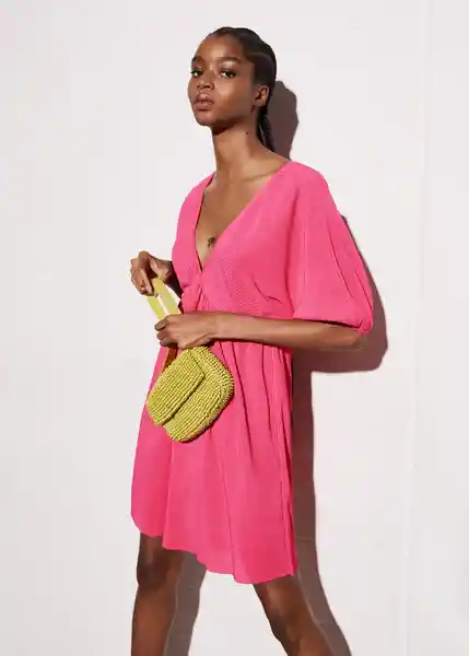 Vestido Valentín Fucsia Talla S Mujer Mango