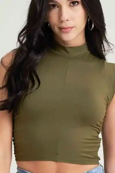 Crop Top Miami Color Verde Militar Talla XS Ragged