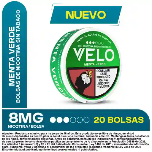 VELO Bolsas de Nicotina Menta Verde 8MG