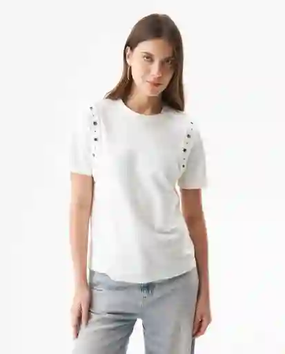 Camiseta Studded Femenino Crudo Pristino Claro Talla M Chevignon