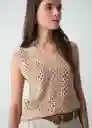 Chaleco Tejido Mujer Beige Polvillo Medio Talla L 583G090 Naf Naf