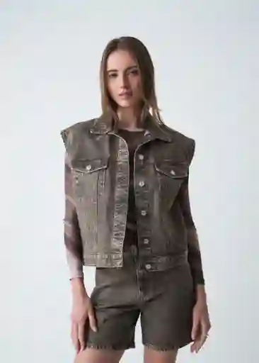 Chaleco Hash Gris Cable Talla L Mujer 429g326 Naf Naf