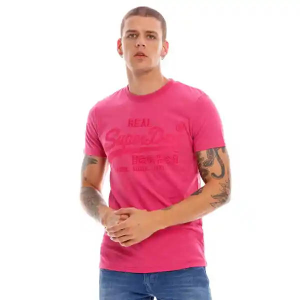 Superdry Camiseta vl Tonal Emboss Tee 180 Rosado Talla L