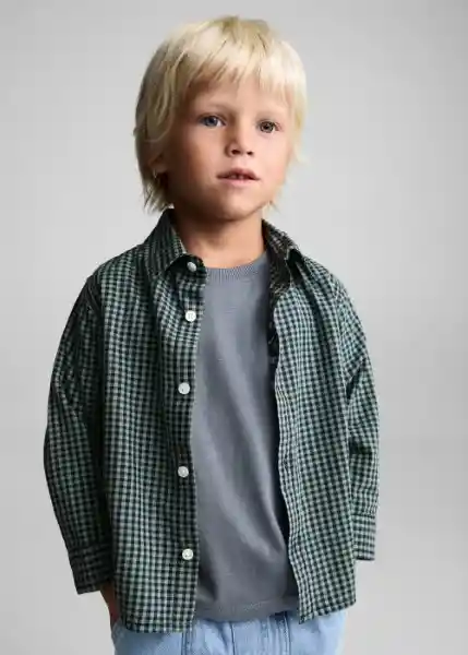 Camisa Polb Verde Talla 72 Niños Mango