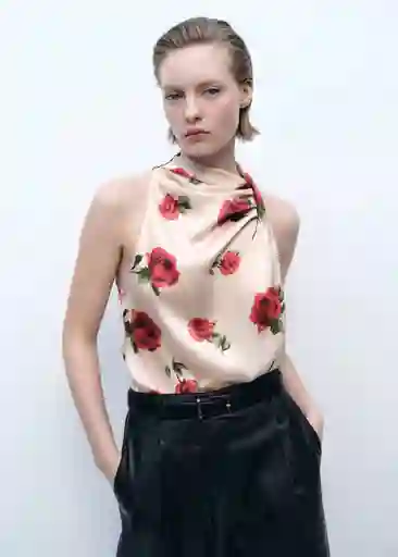 Blusa Rose Crudo Talla L Mujer Mango