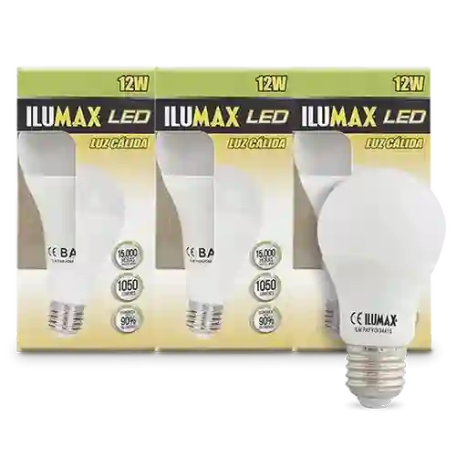 Ilumax Pack Bombillo Led E27 12W Bulbo Luz Cálida 953