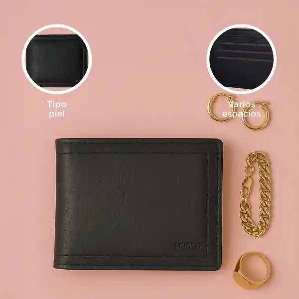 Billetera de Hombre Básica Negra Serie Miniso