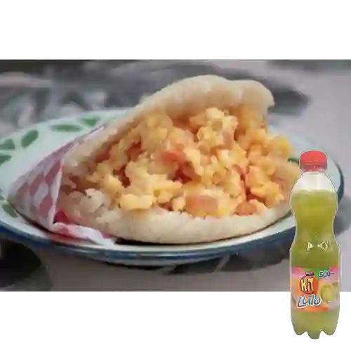 Combo Arepa con Huevos Pericos + Hit Lulo 500 ml