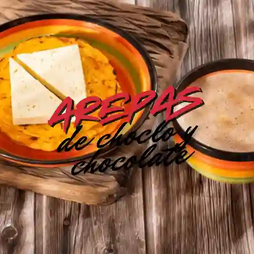Arepa de choclo con queso y chocolate