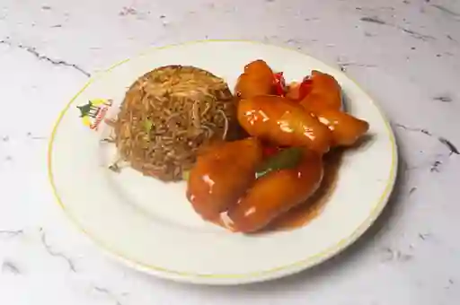 Arroz con Agridulce de Pollo