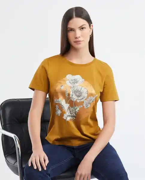 Botanicalfoil Graphic Tee Cafe Coco Oscuro Talla Xs Mujer Chevignon