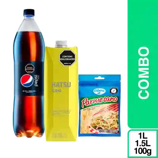 Combo Pepsi Sin Azúcar 1.5 L + Queso Parmesano Alpina + Té Hatsu