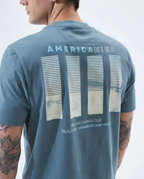 Camiseta Hombre Azul Talla M 841F003 Americanino