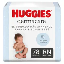 Pañal Huggies Dermacare Etapa 0/RN Con Corte Umbilical 78 Und