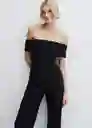 Enterizo Mono Bardot Negro Talla L Mujer Mango