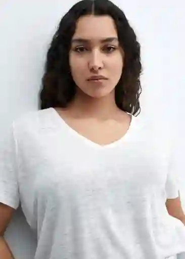 Camiseta Linito Blanco Talla S Mujer Mango