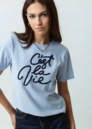 Camiseta Mujer Azul Zen Claro Talla M 402G002 Naf Naf