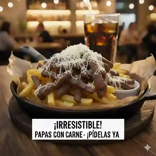 Papas a la francesa con res a la plancha