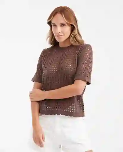 Camiseta Tejida Top Essential Café Tostado Medio M Chevignon