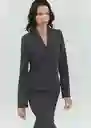 Blazer Americana Elfo Gris Claro Vigoré Talla L Mujer Mango