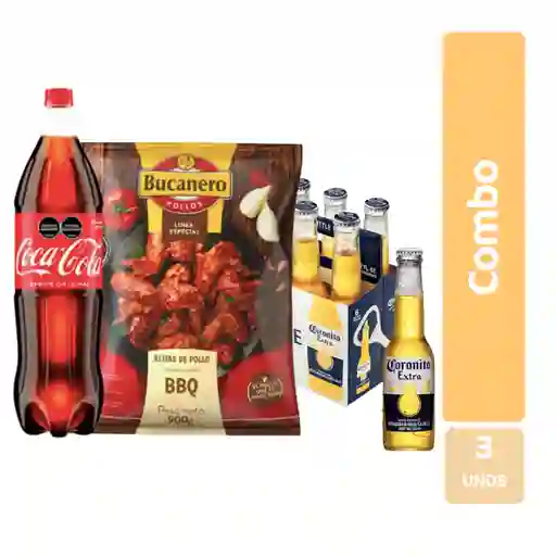 Combo Alitas Bbq + Cerveza Corona + Coca Cola