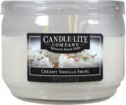 Candle Lite Material: Cera. Marca: . Vela Circular. Alta. Recipiente De Vidrio Con Tapa. Aroma A Crema De Vainilla. Contiene 283 G. Sku 153482. Sku 76001344306