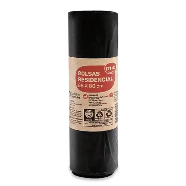 M&C Bolsa de Basura Negra 65 x 80 cm
