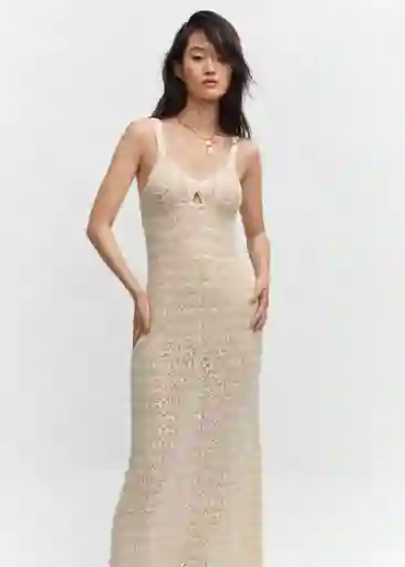 Vestido Lota Crudo Talla M Mujer Mango