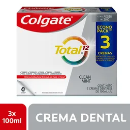 Crema Dental Colgate Total 12 Clean Mint con Zinc 3x100ml
