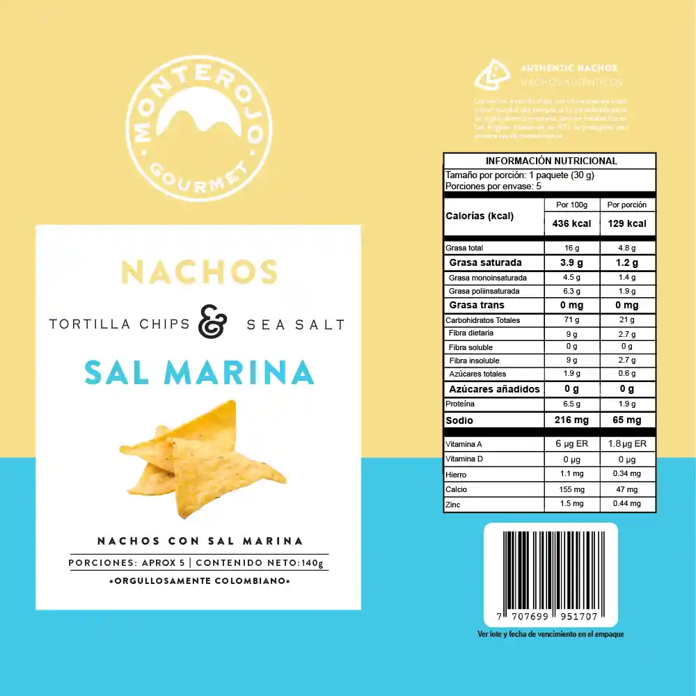 Monte Rojo Nachos Sal Marina 140gr