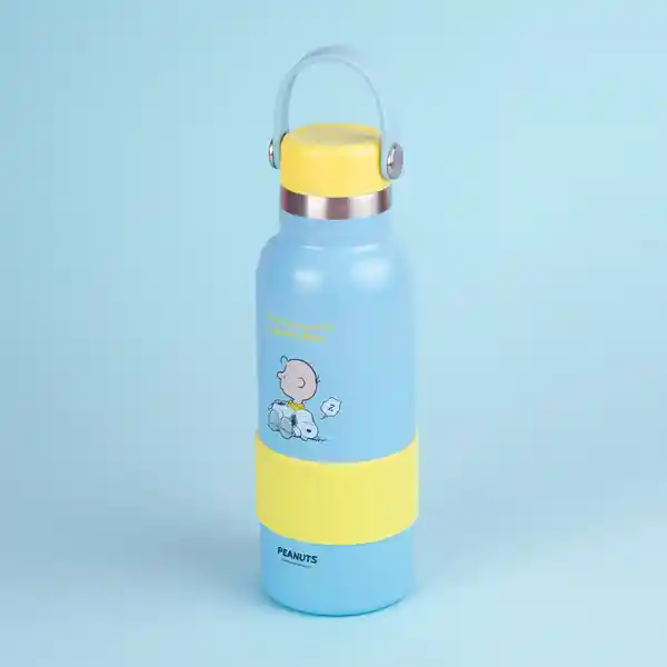 Termo de Con Asa y Funda Snoopy Colorful Azul 500 mL Miniso