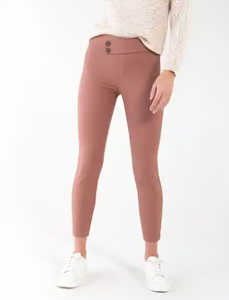 Pantalón Con Pretina Asimétrica Café Coñac Medio Talla 6 Mujer Naf Naf