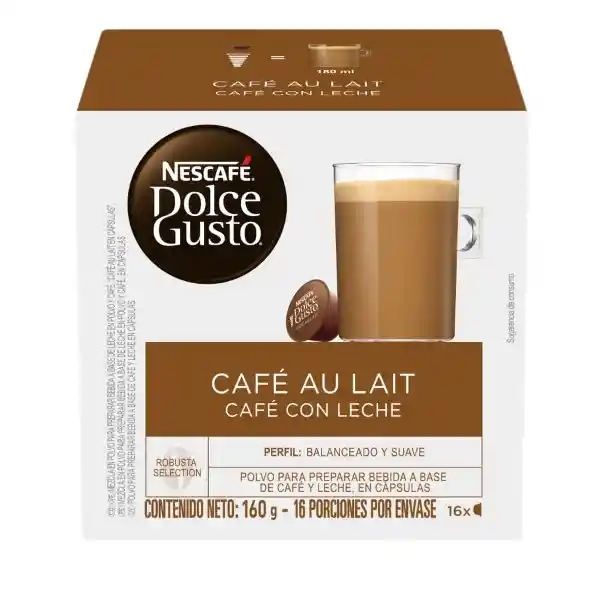Cápsulas de Café con Leche NESCAFÉ DOLCE GUSTO Au Lait x 160g