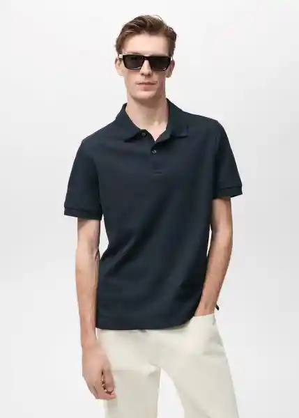 Camiseta Polo Rea Navy Talla L Hombre Mango
