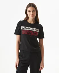 Camiseta Graphic Femenino Negro Noche Ultraoscuro T.S Chevignon