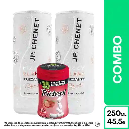 Combo Carnaval Trident Chicle Fresa + 2 Fizzy JP Chenet Blanco 