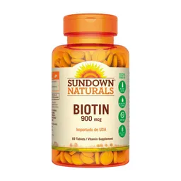 Sundown Naturals Biotin (900 mcg) Suplemento Vitamínico en Tabletas