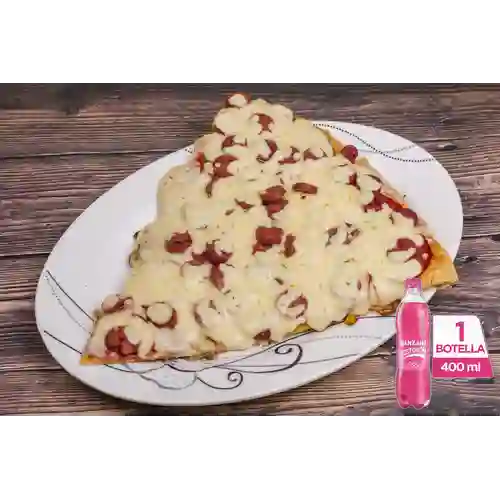 Combo Porción Pizza Carnes + Postobón Manzana 400 ml