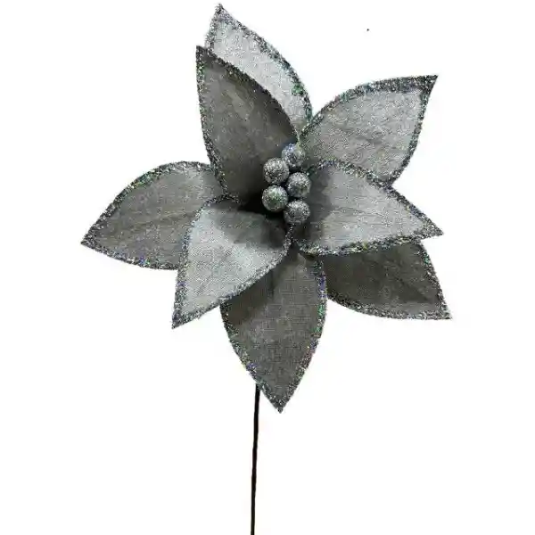 Flor Ponsetia Plateado 8P 28 cm 831-Amx006-2534C Finlandek