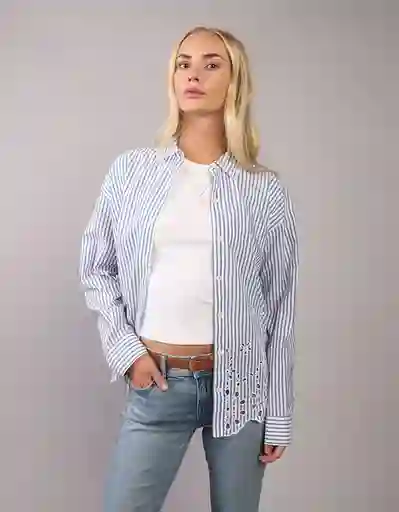 Camisa Mujer Azul Talla Medium 6461400 American Eagle