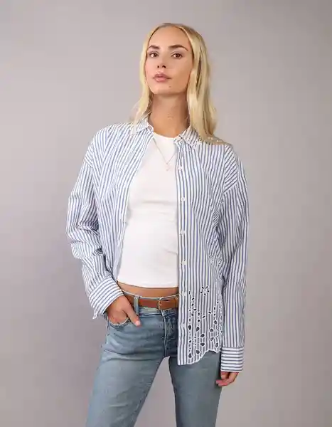 Camisa Mujer Azul Talla Medium 6461400 American Eagle