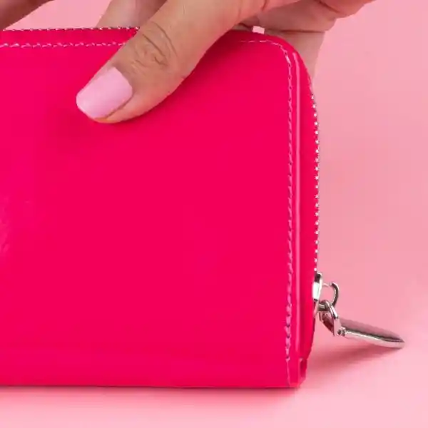 Cartera Larga Para Mujer Tipo Charol Rosa Miniso