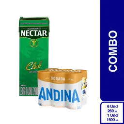 Combo Andina Cerveza 6 Und + Aguardiente Nectar Club Sin Azúcar